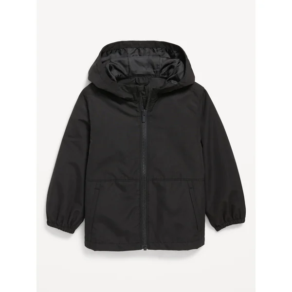 Water-Resistant Hooded Jacket for Toddler Boys - Black Jack