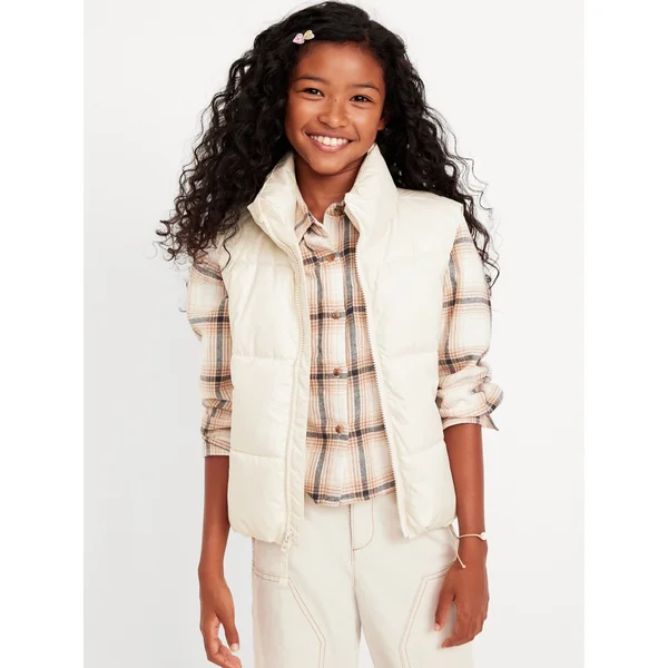 Water-Resistant Quilted Puffer Vest for Girls - Creme De La Creme