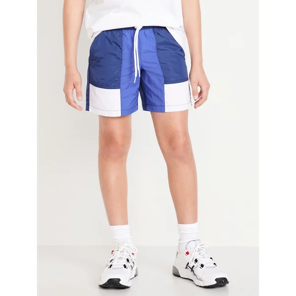 Water-Resistant Windbreaker Shorts for Boys - Pacific Blue