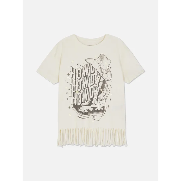 Western Fringe T-Shirt - Ivory