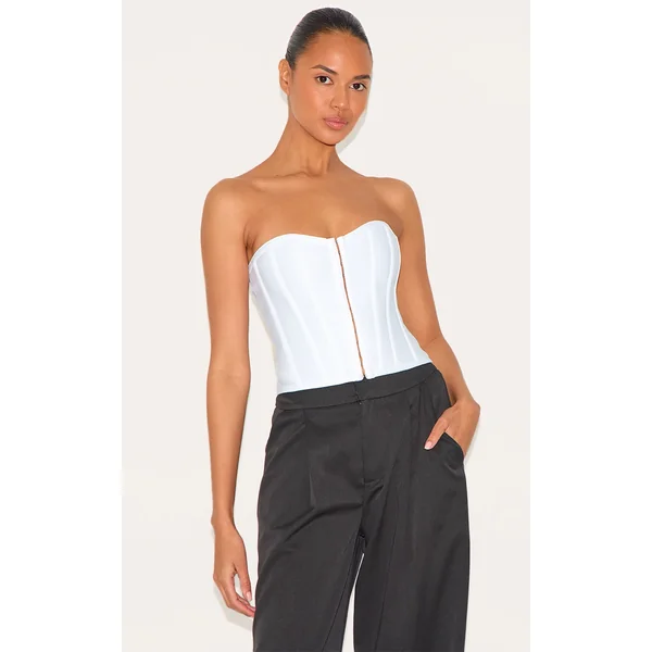 White Bandage Hook And Eye Structured Corset