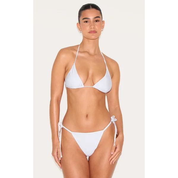White Basic Triangle and Tie Side Bikini Set