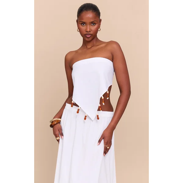 White Beaded Pointed Bandeau