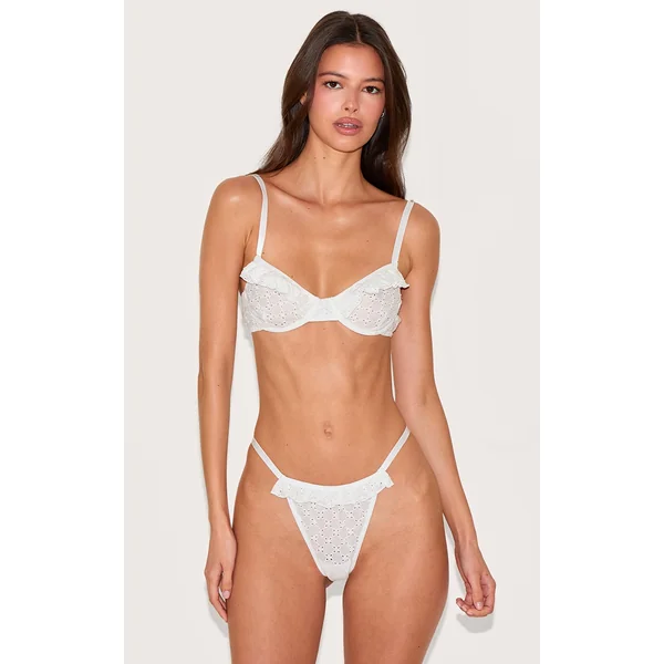 White Broderie Frill Underwired Lingerie Set