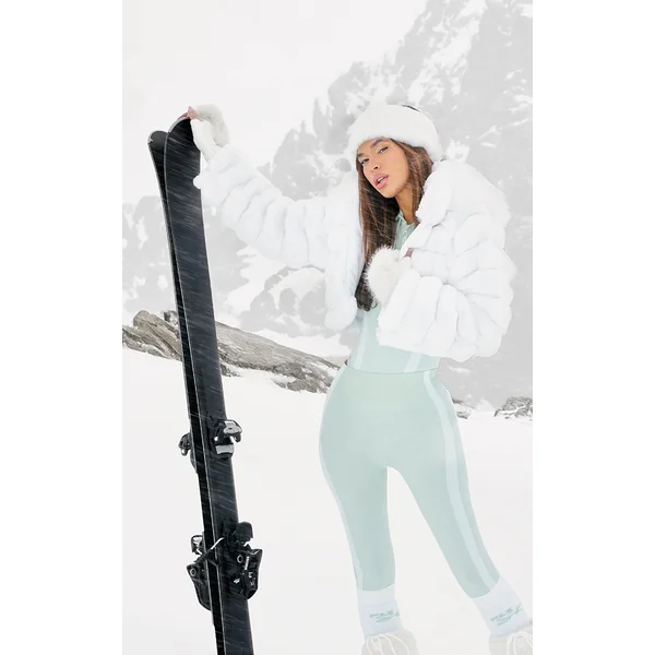 White Bubble Faux Fur Puffer Coat