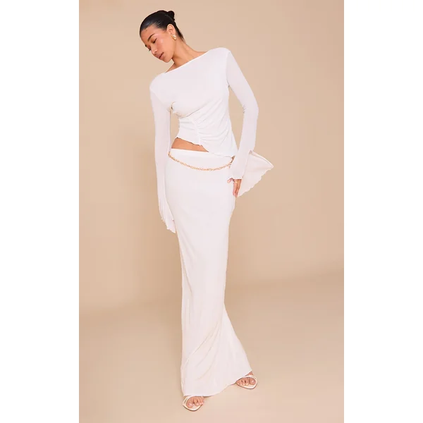 White Burnout Mesh Maxi Skirt