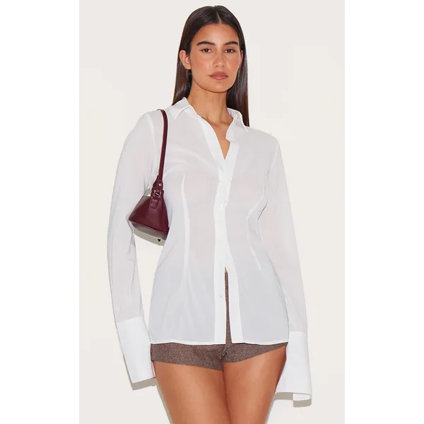 White Chiffon Fitted Shirt