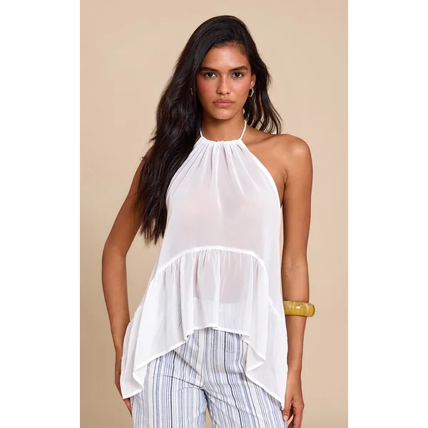 White Chiffon Halterneck Top
