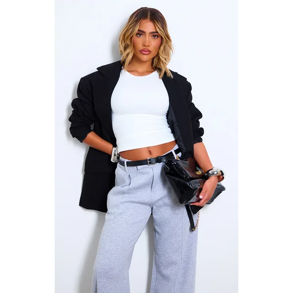 White Contour Crew Neck Fitted Vest Top