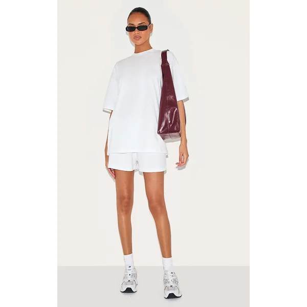 White Cotton Oversized Boxy Shorts