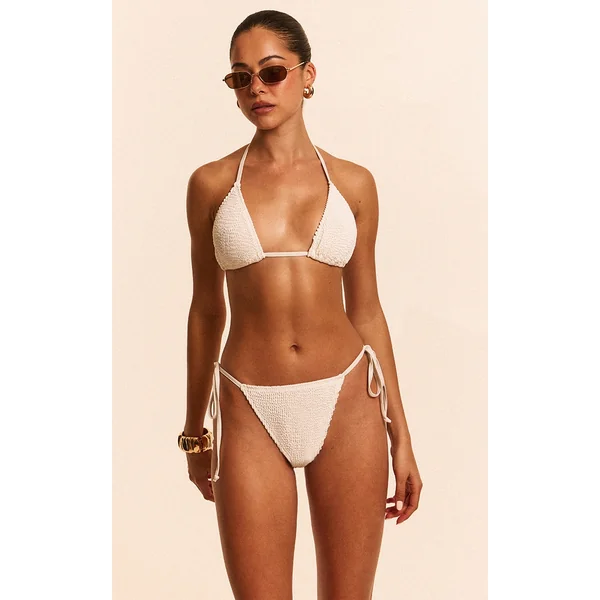 White Crinkle Triangle Bikini Top