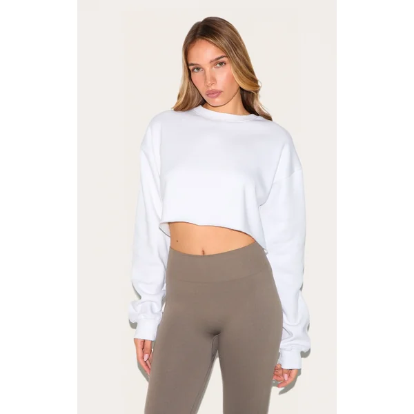 White Crop Oversized Fit Sweatshirt