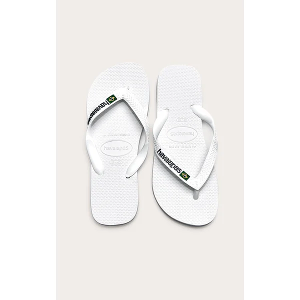 White Havaianas Brazil Logo Flip Flops