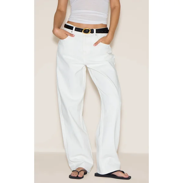 White High Waist Boyfriend Jeans