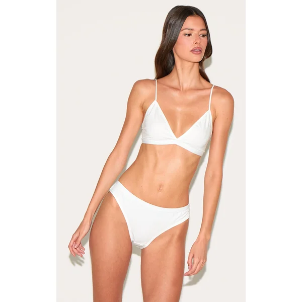 White Jersey Triangle Bralette And Thong Lingerie Set