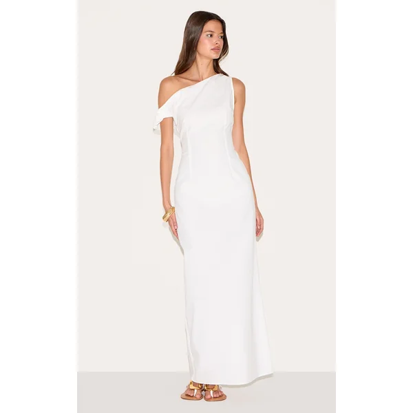 White Knot Shoulder Maxi Dress