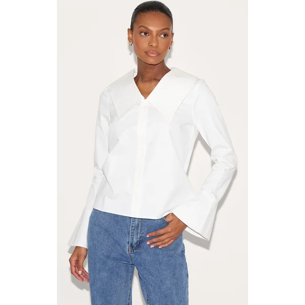 White Large Collar Shirt