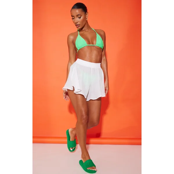 White Linen Look Floaty Beach Shorts