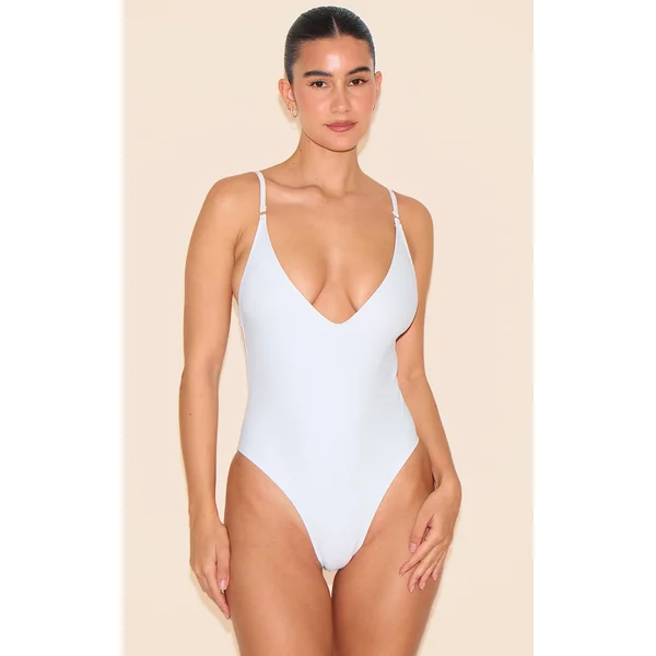 White Low Scoop Basic Swimsuit