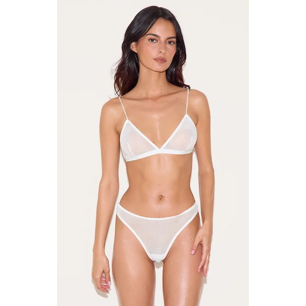White Mesh Basic Triangle Bra