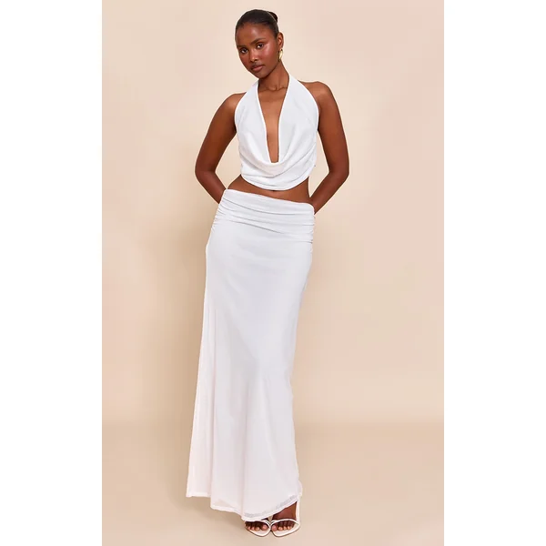 White Mesh Maxi Skirt