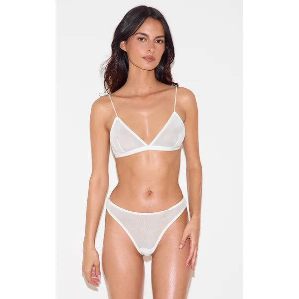 White Mesh Pack of 2 Basic Triangle Bra