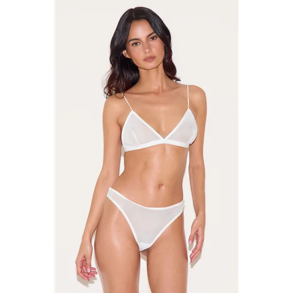 White Mesh Pack of 3 Basic Triangle Bra