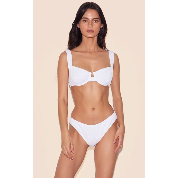 White Mini Crinkle Underwired Bikini Top