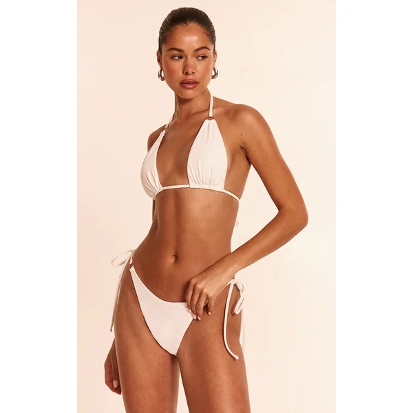 White Mini O Ring High Apex Triangle Bikini Top