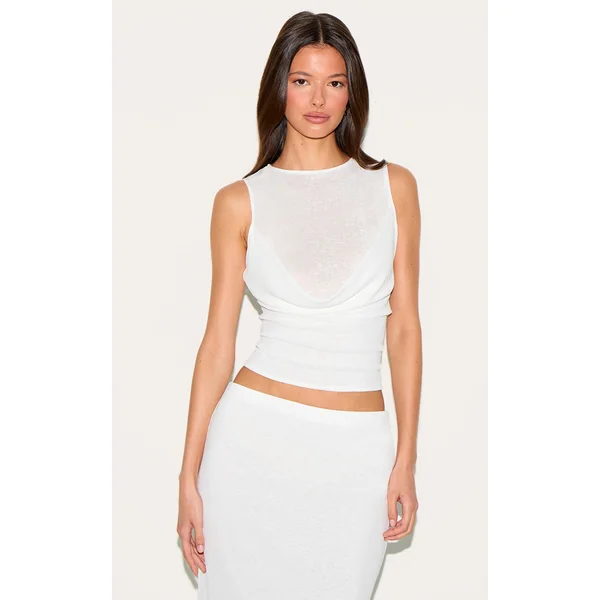 White Onion Skin Drape Vest Top