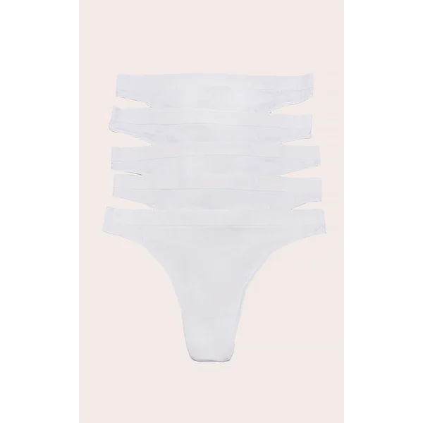 White Pack of 5 Seamless Thongs