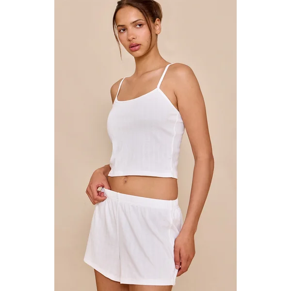 White Pointelle Cami Short Pj Set