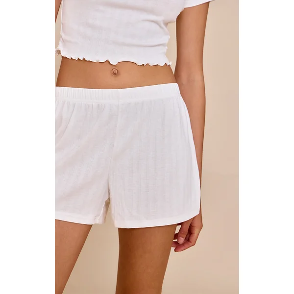 White Pointelle Pj Shorts