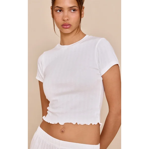 White Pointelle Pj Top