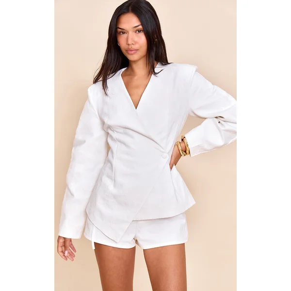 White Premium Linen Tailored Hot Pant