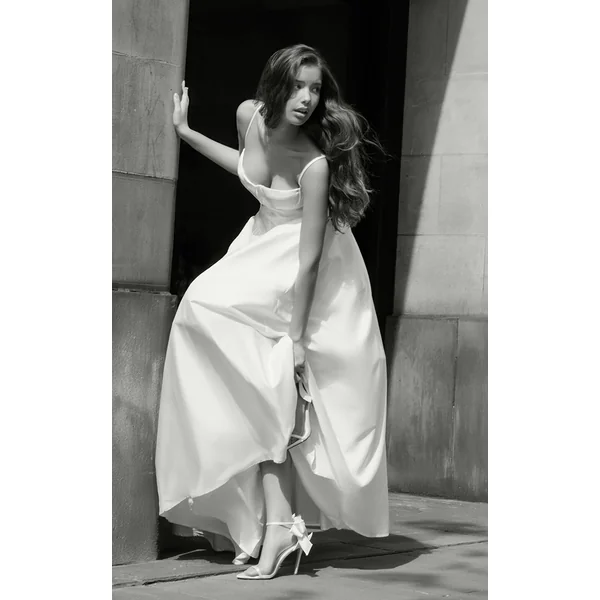 White Satin Round Toe Bow Ankle Strap High Heel Stiletto Sandals