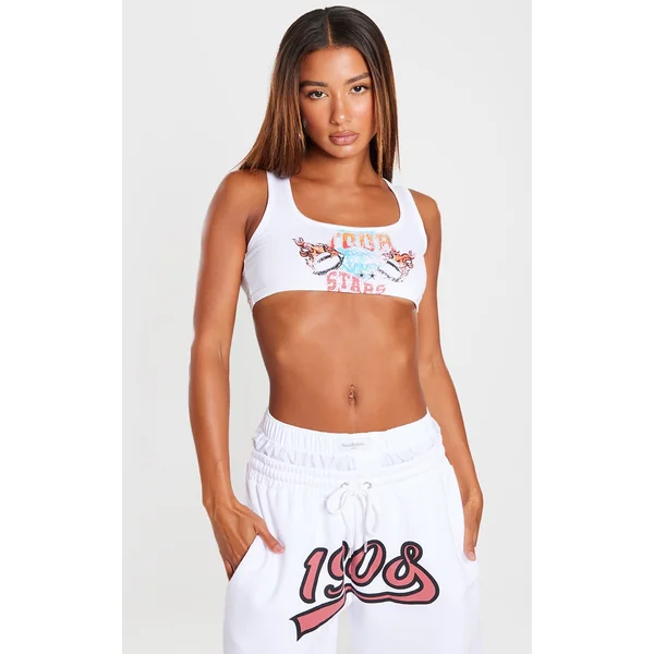 White Scoop Neck Sleeveless Crop