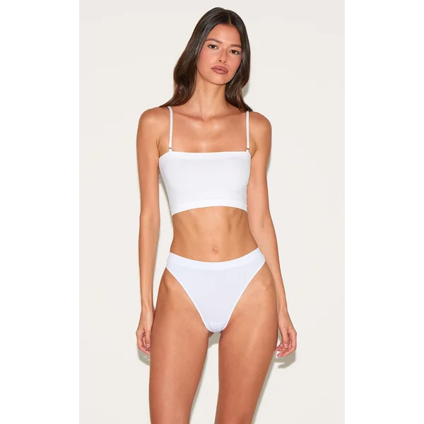 White Seamless Bandeau Removeable Strap Bra