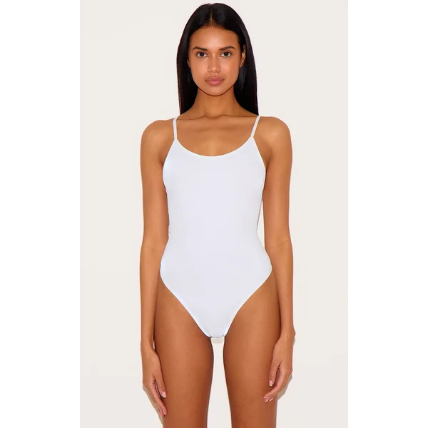White Seamless Rib Lingerie Bodysuit