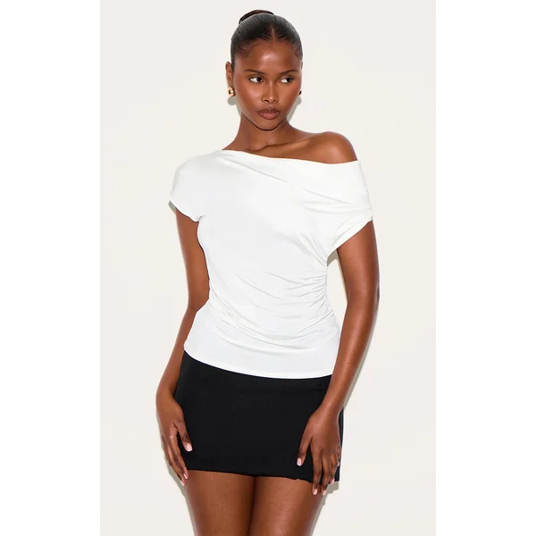 White Slinky Backless Asymmetric Long Top