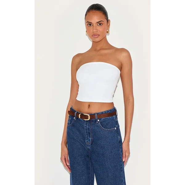 White Snatched Sculpt Bandeau Top