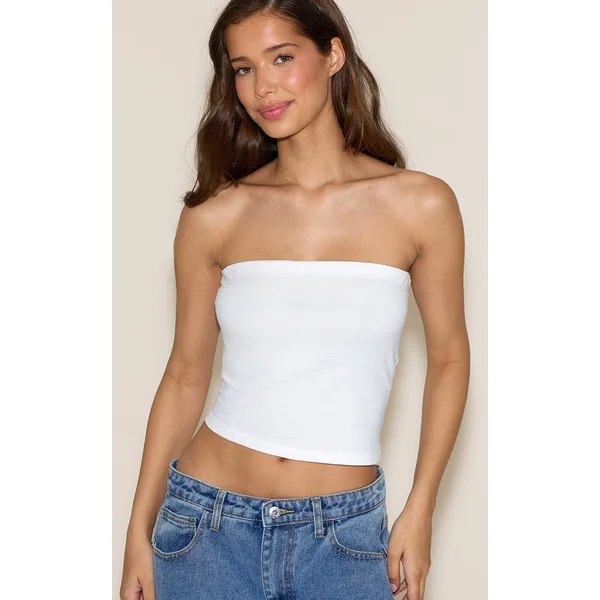 White Soft Cotton Bandeau Top