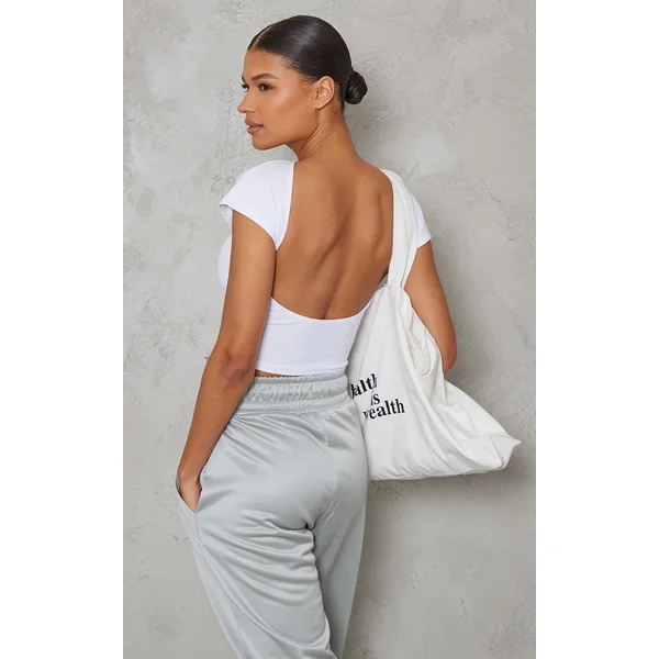 White Soft Rib Backless Top