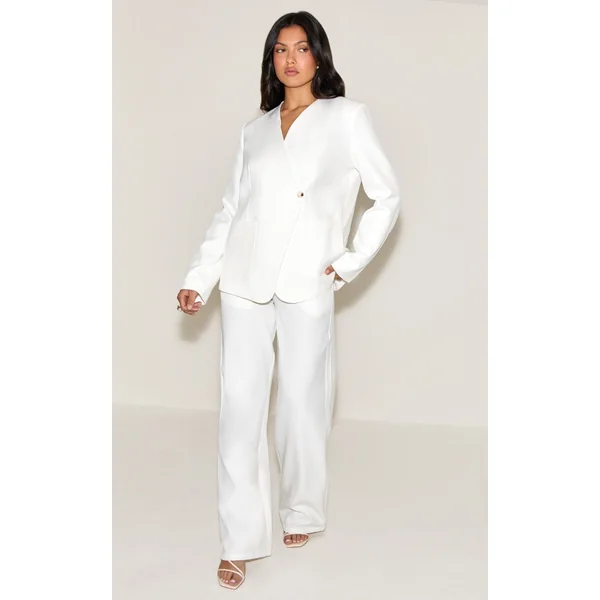 White Tailored Woven Mid Rise Pants