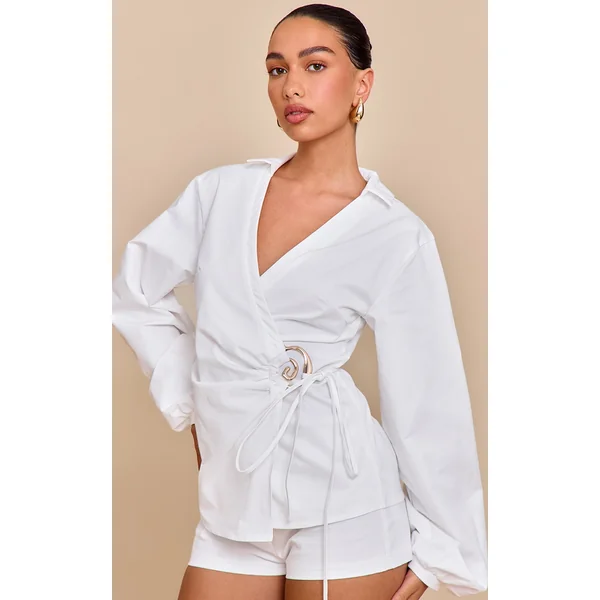 White Tailored Woven Mini Shorts