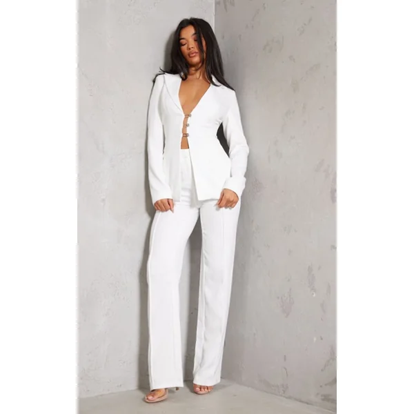White Wide Leg High Waist Pants