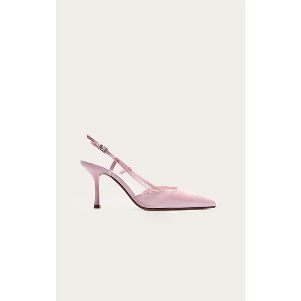 Wide Fit Baby Pink Satin Point Toe High Stiletto Court Heels
