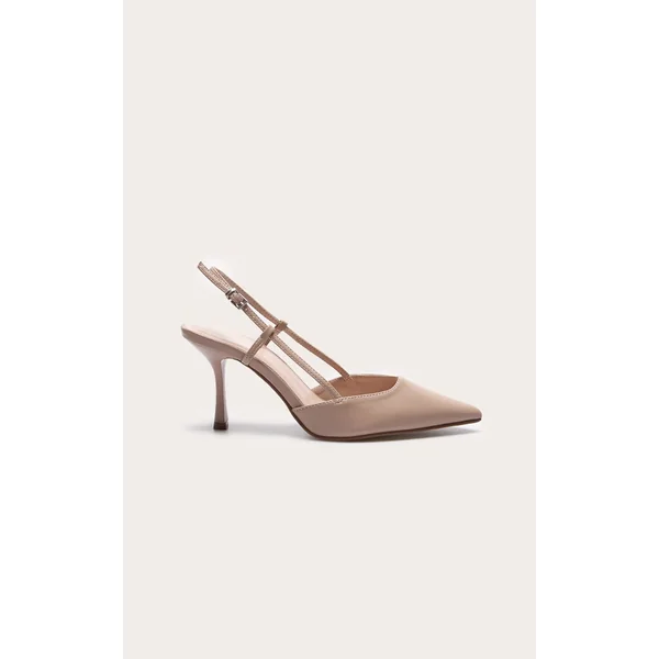 Wide Fit Mushroom Pu Point Toe High Stiletto Court Heels