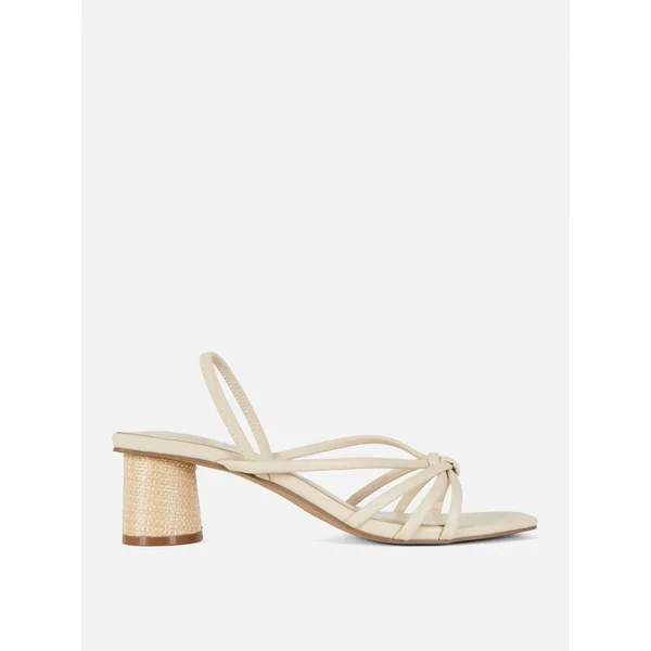 Wide Fit Raffia Heeled Sandals - Ivory