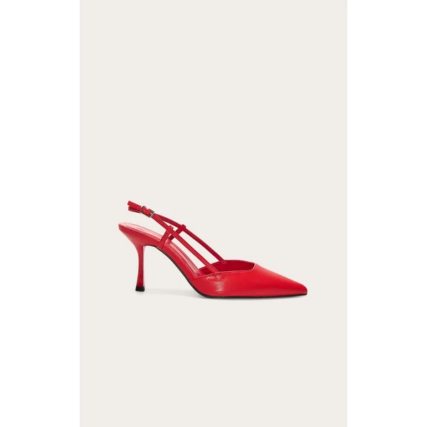 Wide Fit Red Pu Point Toe High Stiletto Court Heels